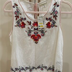 Off-White Floral Embroidered Tank Top